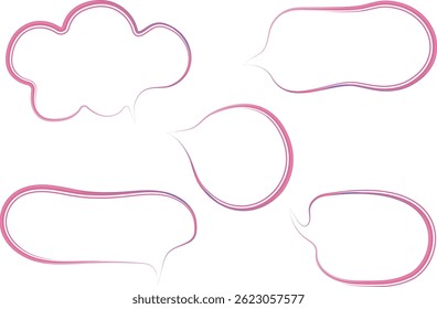 pink colorful abstract outline speech bubbles set