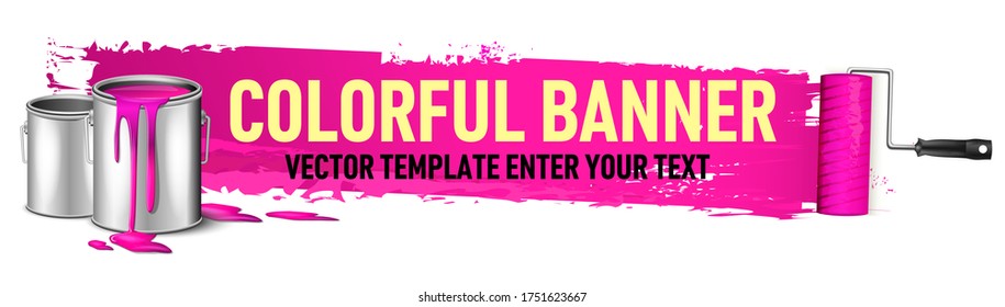 pink colorful banner for advertising vector template. You can place your text and description of proposal here