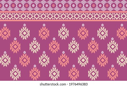 Pink colorful pattern by Native Abstract Art Geometric ethnic ikat seamless pattern traditional Design for Batik,fabric,Graphic of Fabric ,Vector illustration,embroidry style.