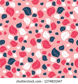 pink colorful seamless leaf background pattern wallpaper graphic vector 