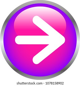 Pink Colorful Shiny round button with Right arrow mark
