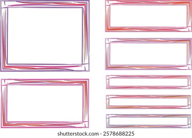 pink colorful sketch square and rectangular frames set vector