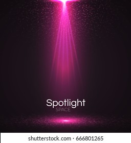 Pink Colorful Spotlights. Scene illumination. Light Effect.  Vector illustration