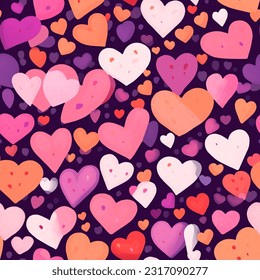 Pink Colorful Tons of Hearts: Abstract Watercolor Seamless Pattern 
