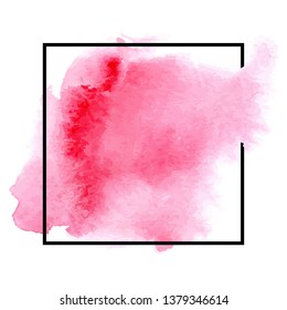 Pink colorful watercolor hand drawn stroke isolated paper grain texture stain on white background for design, decoration. Abstract artistic shape vector element.