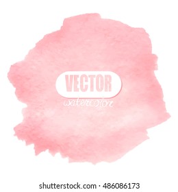 Pink colorful watercolor hand drawn stroke isolated paper grain texture stain on white background for design, decoration. Vector EPS 10