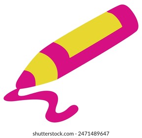 Pink coloring crayon isolated on white background