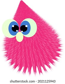 Pink colour cartoon vector, fur drop design,  fluffy drops