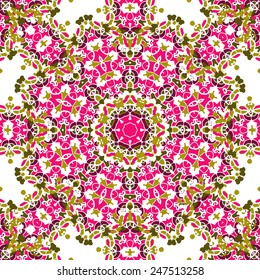 Pink coloured mandala like design, seamless oriental vintage element motif