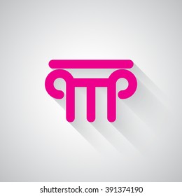 Pink Column web icon on light grey background
