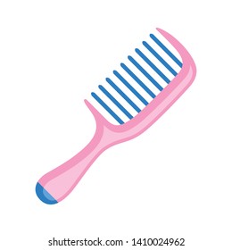 Pink comb hairbrush isolated icon flat vector