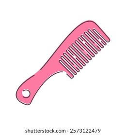 A pink comb with a modern design, used for grooming hair. Simple and stylish.