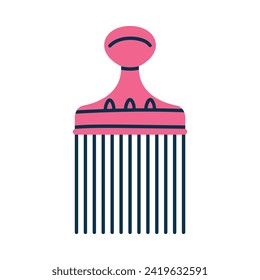 Pink Comb as Professional Hairdressing Tool and Accessory for Hairdo Vector Illustration