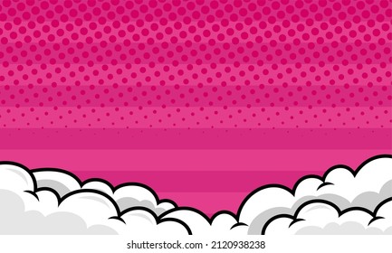 Pink comic background with cloud