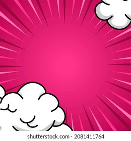 pink comic background with cloud illustration