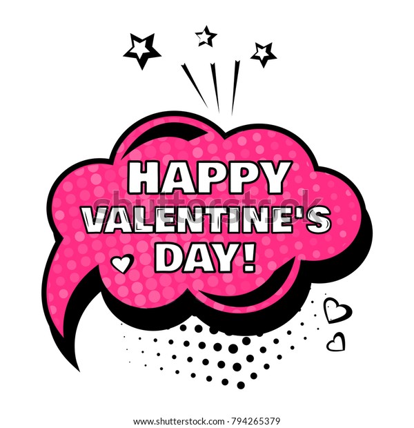 Pink Comic Bubble Word Happy Valentines Stock Vector (Royalty Free ...