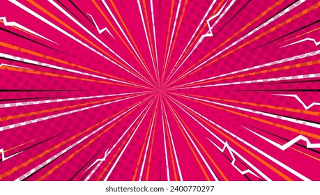 pink comic rays background with lightning effect	
