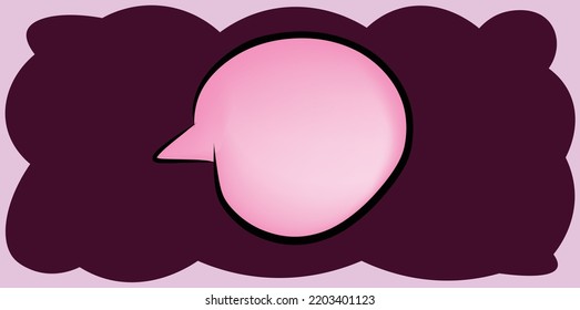 Pink Comic Speech Bubble Speak Baloon In Purple Background With Pink Border Hand Drawn Communication Icon Message Symbol