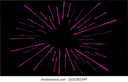 pink comic-style speed lines radiating from the center on a black background. Ideal for manga effects, dramatic visuals, or pop art-style projects needing bold, striking impact.