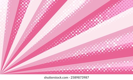 Pink comic-style sunburst and radial lines background vector illustration
