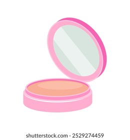 Pink compact powder for daily makeup isolated on white background.