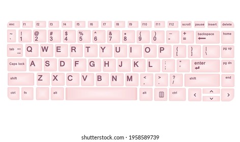 Pink  computer keyboard. vector illustration