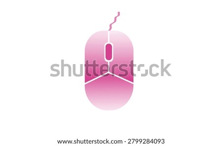 Pink Computer Mouse with Blank Heart Tag Isolated on White Background