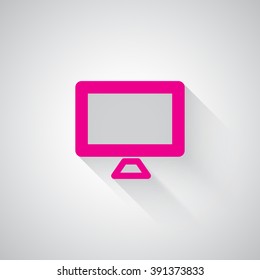 Pink Computer Screen web icon on light grey background