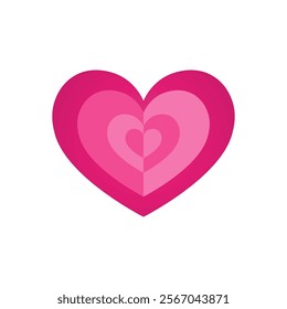  pink concentric heart on a white background. Vector illustration