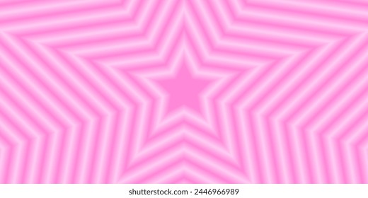 Pink concentric stars background. Preppy y2k pattern in pastel colors with aura gradient effect. Groovy psychedelic poster design with blurry hypnotic effects. Vector graphic illustration.