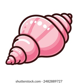 pink conch sea shell cartoon illustration