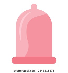 A pink condom. Hand drawn vector image.