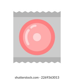 Condón rosa en el diseño de vectores planos de icono de paquete