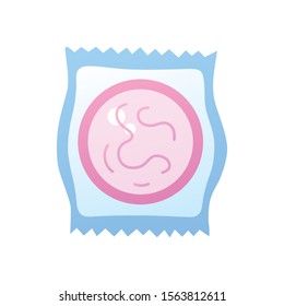 Pink condom package isolated flat vector