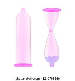 Pink Condoms Realistic On White Background Stock Vector (Royalty Free ...