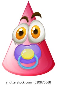 Pink cone with baby face illustration