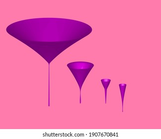 Pink cone Four arranged by size