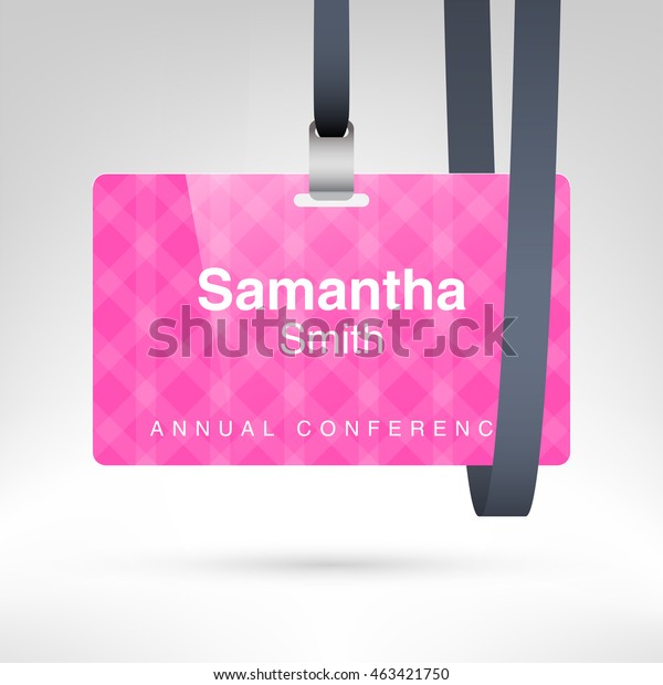 Pink Conference Badge Name Tag Placeholder Stock Vector Royalty