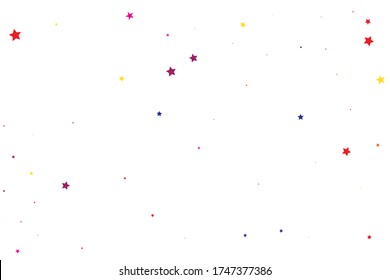 Pink Confetti Background. Red Starry Anniversary. Coral Stars Design. Blue Vector Wallpaper. Purple Pattern Invitation. Yellow Texture Invitation. Celebration Symbol. Party Banner.