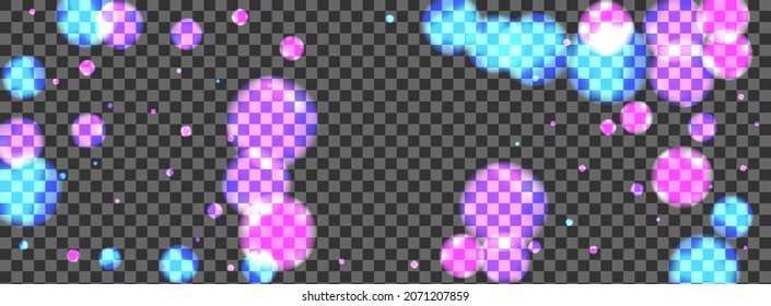 Pink Confetti Background Transparent Vector. Ball Twinkle Template. Glitter Card. Blue Spot Shine Illustration. Purple Celebrate.