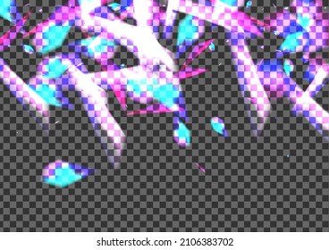 Pink Confetti Background Transparent Vector. Particle Xmas Template. Blur Celebrate Card. Violet Digital. Flare Graphic Design.