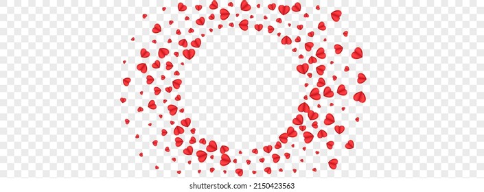 Pink Confetti Background Transparent Vector. Banner Texture Heart. Red Mother Frame. Tender Confetti Blank Illustration. Fond Romance Pattern.