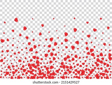 Pink Confetti Background Transparent Vector. Valentine Texture Heart. Fond Decor Pattern. Violet Heart Romantic Frame. Tender Paper Backdrop.