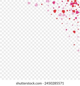 Pink Confetti Background Transparent Vector. Love Illustration Heart. Fond Volume Frame. Tender Heart Greeting Texture. Violet Shape Pattern.