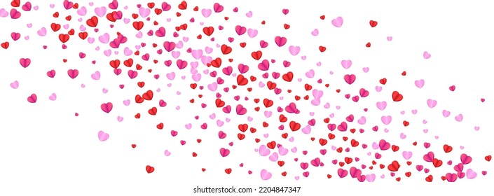 Vector blanco de fondo de confeti rosado. Amour Frame Heart. Patrón aleatorio de hondas. Textura del Día del Confetti Violeta. Fondo de Banner Rojo.