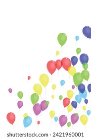 Pink Confetti Background White Vector. Surprise Love Illustration. Blue Anniversary. Green Air. Ballon Symbol Card.