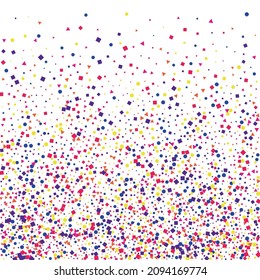 Pink Confetti Creative Illustration. Random Geometric Texture. Green Fun Dot Isolated. Yellow Colorful Round.