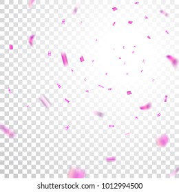 Pink confetti explosion celebration isolated on white transparent background. Falling confetti. Abstract decoration for party birthday, Christmas New Year confetti Vector illustration
