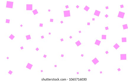 Pink Confetti in the Form of Rectangles on White Background