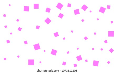 Pink Confetti in the Form of Rectangles on White Background